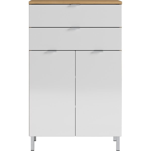 Biała szafka z dekorem dębu Germania Mauresa, wys. 97 cm-image-2