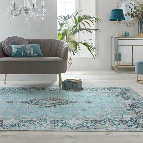 Turkusowy dywan odpowiedni do prania 80x150 cm FOLD Colby – Flair Rugs-image-4