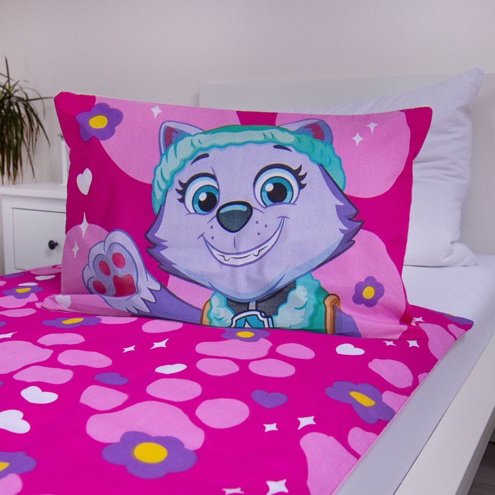 Różowa bawełniana pościel dziecięca do łóżeczka 100x135 cm Paw Patrol "Pawsome friendships grow" – Jerry Fabrics (zdjęcie 5)