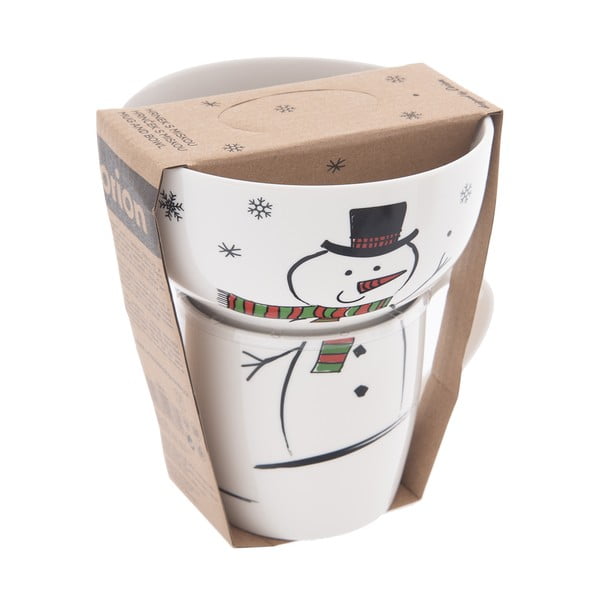 Biały porcelanowy zestaw kubka i miski ze świątecznym motywem 2 szt. 350 ml – Orion-image-4