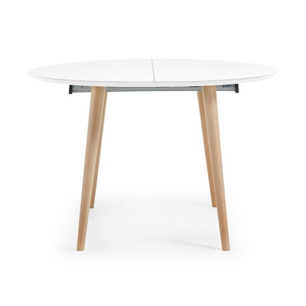 Biały rozkładany stół z białym blatem ø 120 cm Oqui – Kave Home-image-3