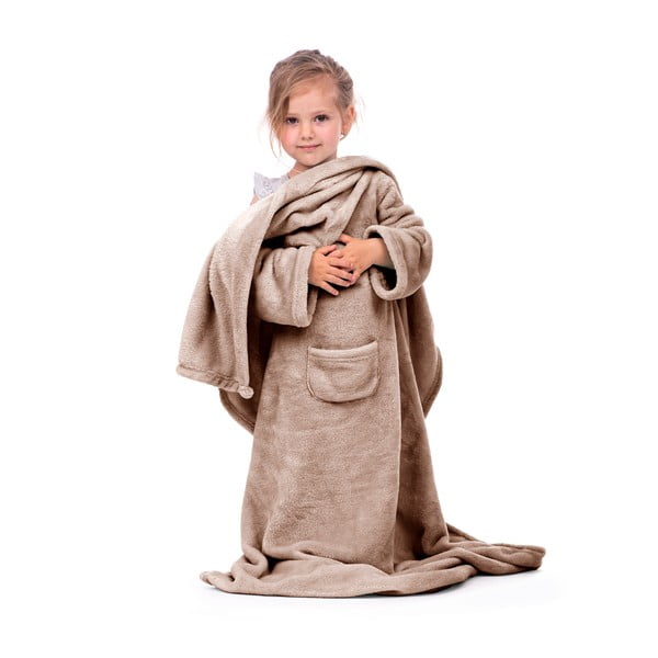 Brązowy kocyk dziecięcy z rękawami DecoKing Lazykids-image-3