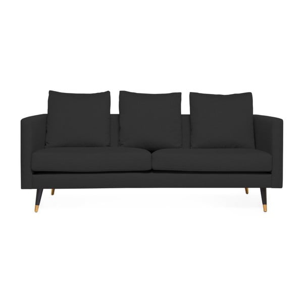 Antracytowa sofa 3-osobowa z mosiężnymi nogami Vivonita Meyer Three