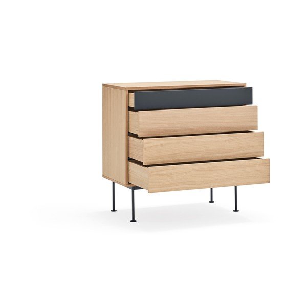 Grafitowa komoda w dekorze drewna dębowego z szufladami Teulat Yoko-image-3