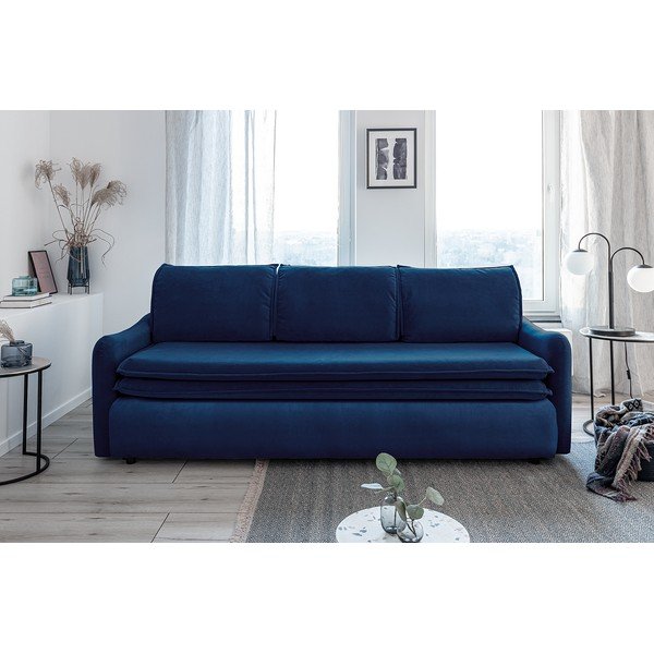 Granatowa aksamitna rozkładana sofa Miuform Tender Eddie-image-2