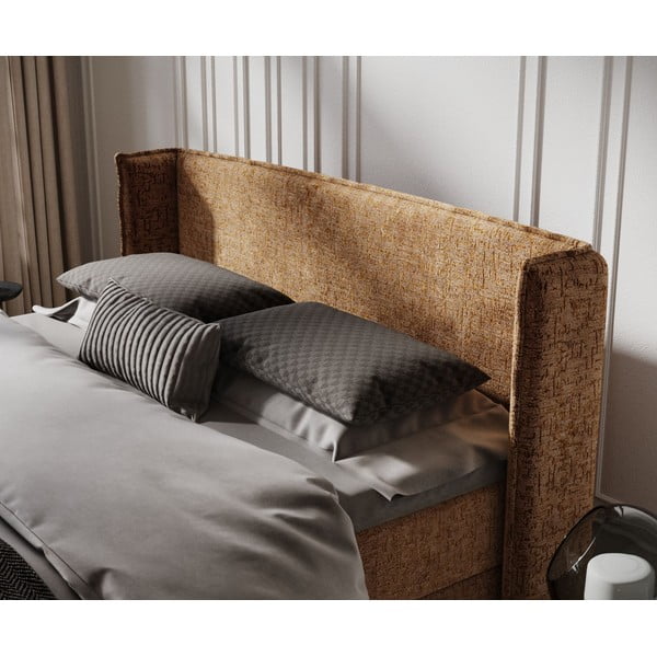 Pomarańczowe łóżko boxspring ze schowkiem 160x200 cm Passion – Maison de Rêve-image-4