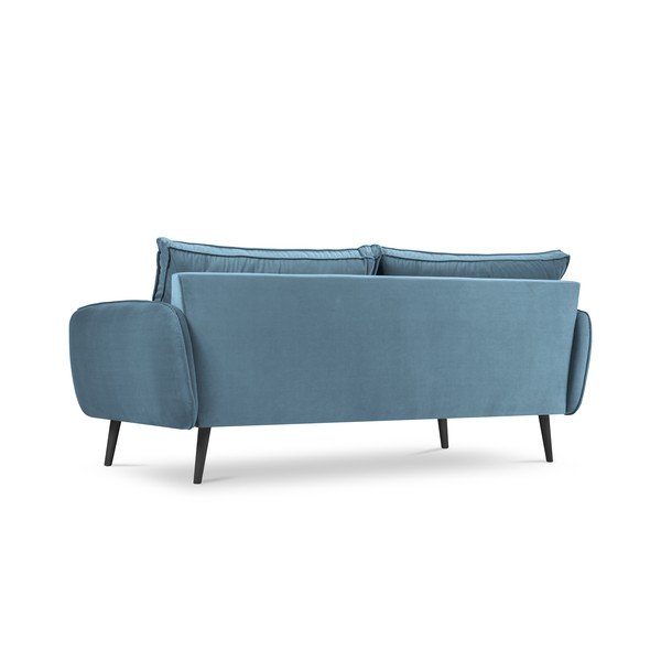 Jasnoniebieska aksamitna sofa z czarnymi nogami Kooko Home Lento, 198 cm-image-3