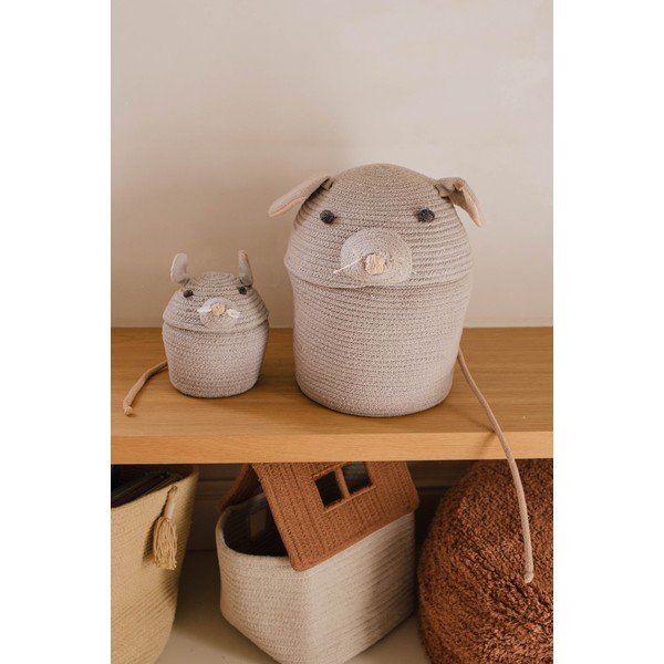 Szary tekstylny dziecięcy kosz na zabawki ø 15x15 cm Mini Renata the Rat – Lorena Canals-image-1