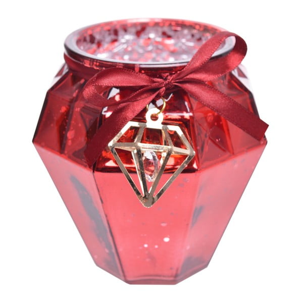 Czerwony świecznik szklany Ewax, wys. 13 cm