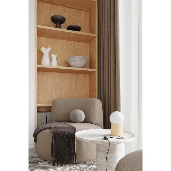 Biało-naturalna lampa stołowa ze szklanym kloszem (wysokość 21 cm) Surtur – Sollux-image-1