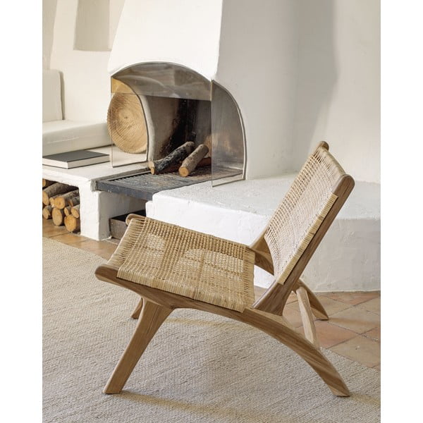 Fotel z plecionką w naturalnym kolorze Beida – Kave Home-image-1