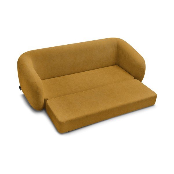 Musztardowa rozkładana sofa z tkaniny szenilowej 228 cm Neyo – Bobochic Paris-image-3