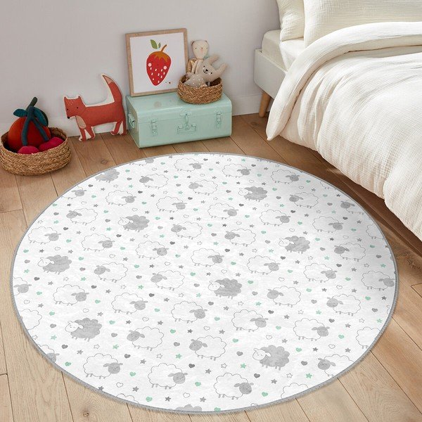 Biało-jasnoszary dywan dziecięcy ø 80 cm Comfort – Mila Home-image-3