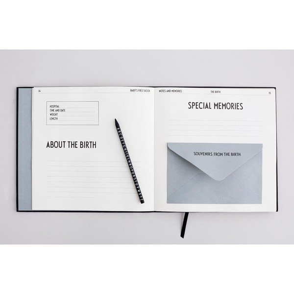 Czarna pamiątkowa książeczka dziecięca Design Letters Baby's First Book-image-2