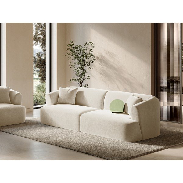 Beżowa aksamitna sofa 255 cm Campi – Cosmopolitan Design-image-1