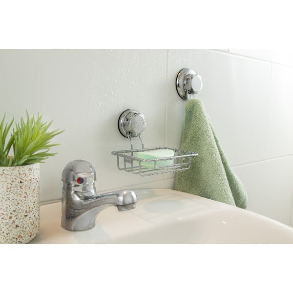 Samoprzylepna stalowa mydelniczka w kolorze srebra Bestlock Bath – Compactor-image-4