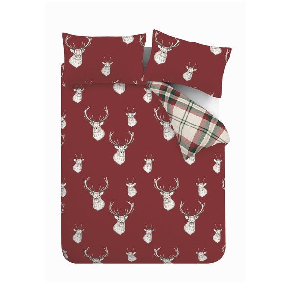 Czerwona pościel Catherine Lansfield Munro Stag, 135x200 cm