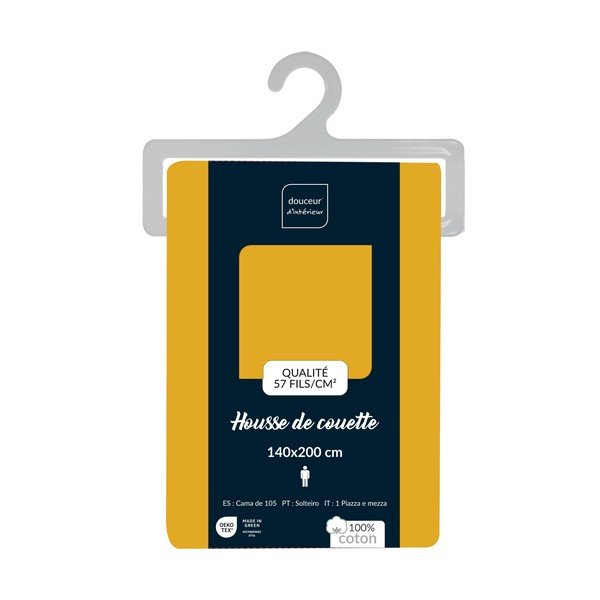 Żółta bawełniana poszwa na kołdrę jednoosobowa 140x200 cm Lina – douceur d'intérieur-image-2