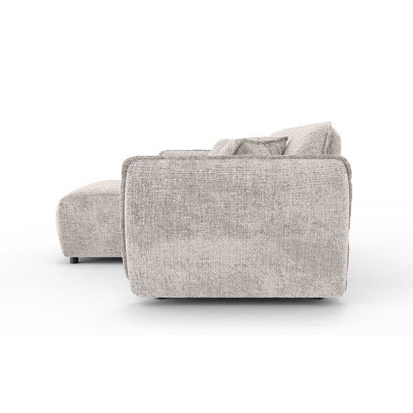 Beżowy narożnik z tkaniny szenilowej (lewostronny/z szezlongiem) Nelia – Ropez-image-3