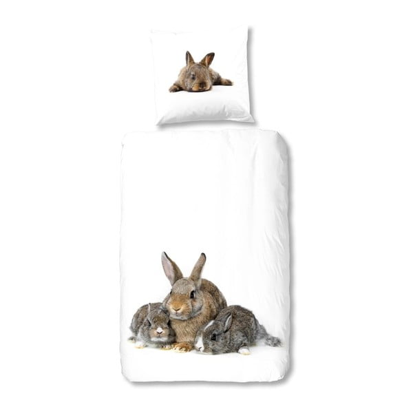 Dziecięca pościel jednoosobowa z czystej bawełny Muller Textiels Rabbit, 135x200 cm