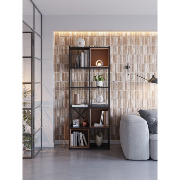 Czarno-ceglasty regał 71x179 cm Anya – Marckeric-image-1