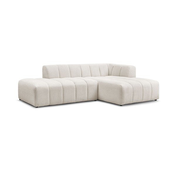 Biały narożnik z materiału bouclé (prawostronny/z szezlongiem) Annecy – Bobochic Paris-image-3