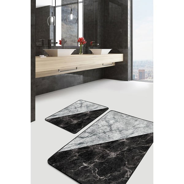 Czarno-białe dywaniki łazienkowe zestaw 2 szt. 60x100 cm – Mila Home-image-1