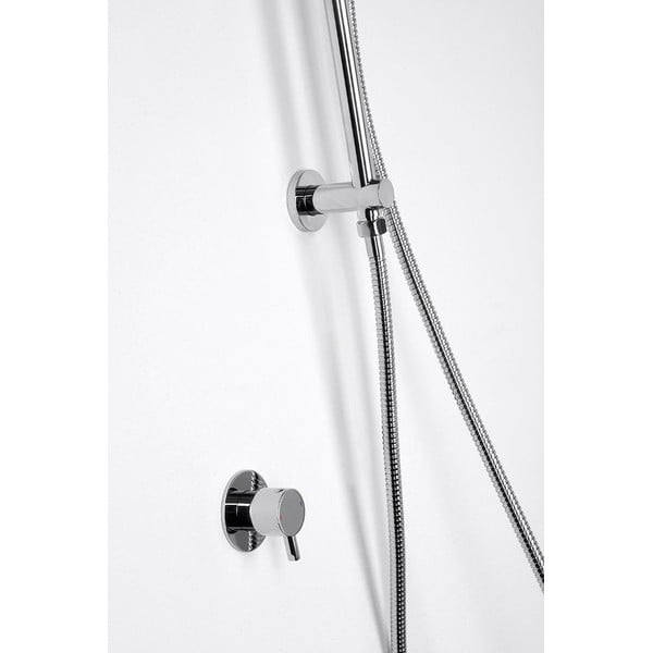 Ścienny drążek prysznicowy na słuchawkę z mosiądzu w kolorze srebra z połyskiem z suwakiem i zintegrowanym przyłączem 76 cm Daniela – Sapho-image-2