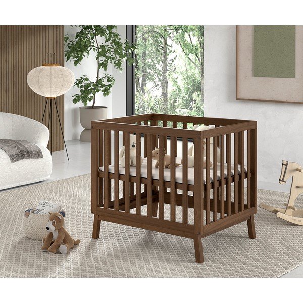 Brązowy kojec dla dzieci z litego drewna sosnowego 95x75 cm Sezane – Vipack-image-1