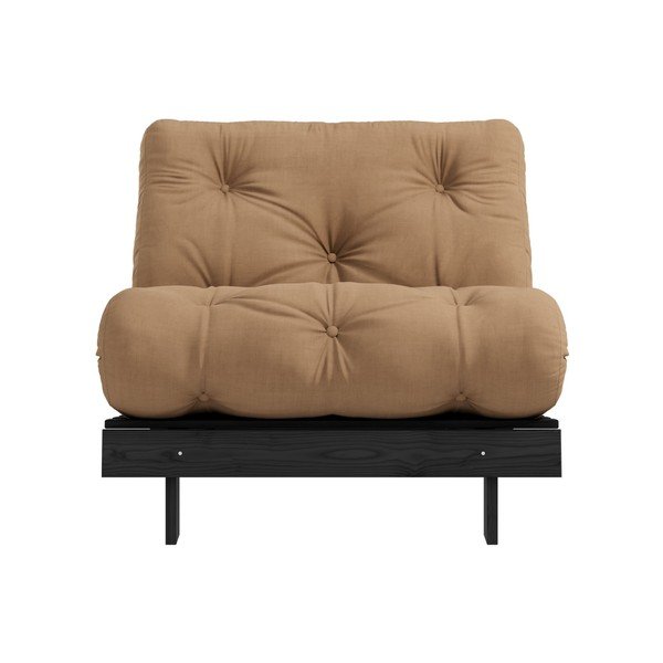 Fotel rozkładany z brązowym obiciem Karup Design Roots Black-image-1