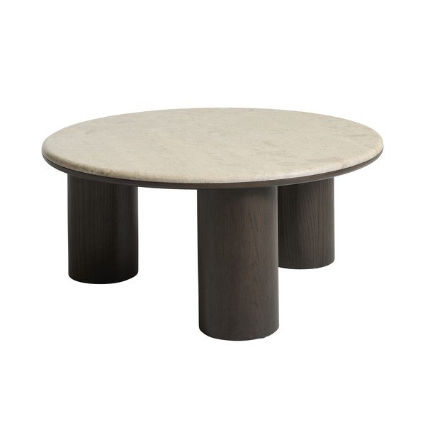 Okrągły stolik z marmurowym blatem w ciemnym naturalnym kolorze ø 90 cm Piazze – Unique Furniture