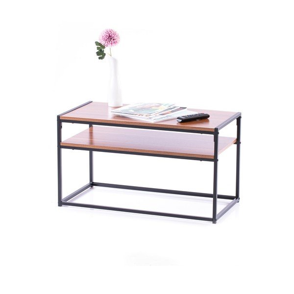 Brązowy stolik z blatem w dekorze orzecha 40x80 cm Pjan – Homede-image-3