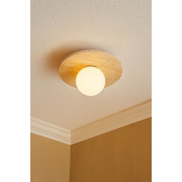 Beżowa kamienna lampa sufitowa ze szklanym kloszem ø 12 cm Hilde – Opviq lights-image-1