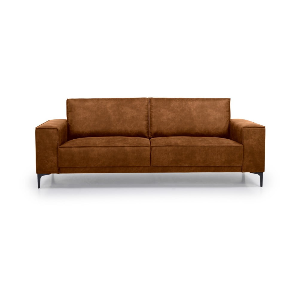 Koniakowa sofa z imitacji skóry Scandic Copenhagen, 224 cm