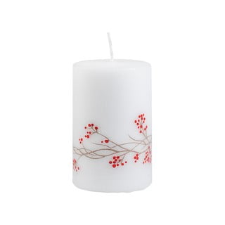 Biała świeczka z roślinnym motywem Unipar, 18 h