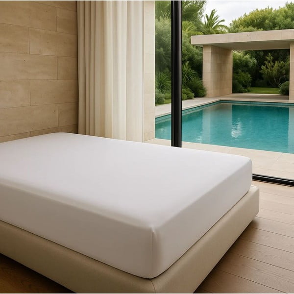 Białe prześcieradło z bawełny renforcé z gumką 200x140 cm Ranforce – Mila Home Luxury-image-3