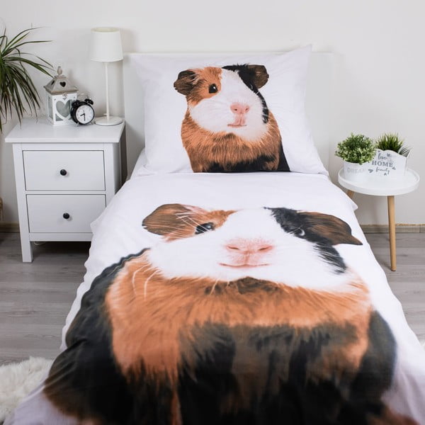 Biała bawełniana pościel dziecięca jednoosobowa 140x200 cm Guinea Pig – Jerry Fabrics-image-1
