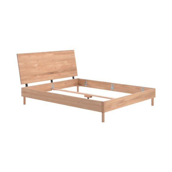 Łóżko dwuosobowe z litego drewna dębowego bez stelaża 160x200 cm w naturalnym kolorze Forrest – Vipack-image-2