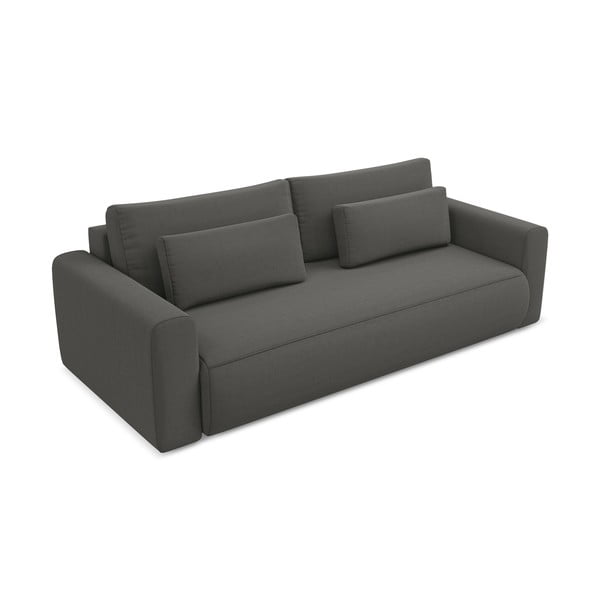 Ciemnoszara aksamitna rozkładana/ze schowkiem sofa 238 cm Kapua – Makamii-image-2