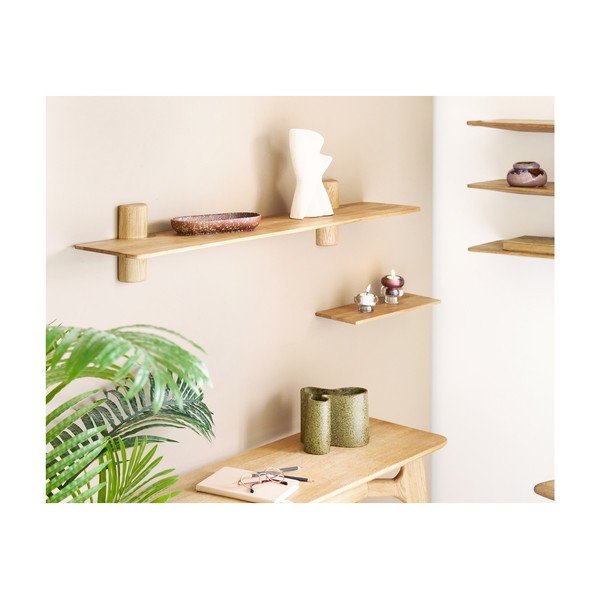Półka z litego drewna dębowego w jasnym naturalnym kolorze 110 cm Calcata – House Nordic-image-1