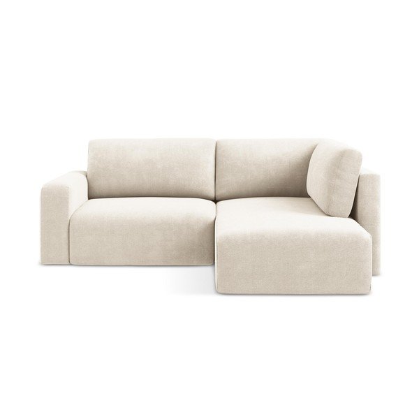 Kremowy rozkładany/ze schowkiem narożnik z tkaniny szenilowej (prawostronny/w kształcie litery L) Kona – Makamii