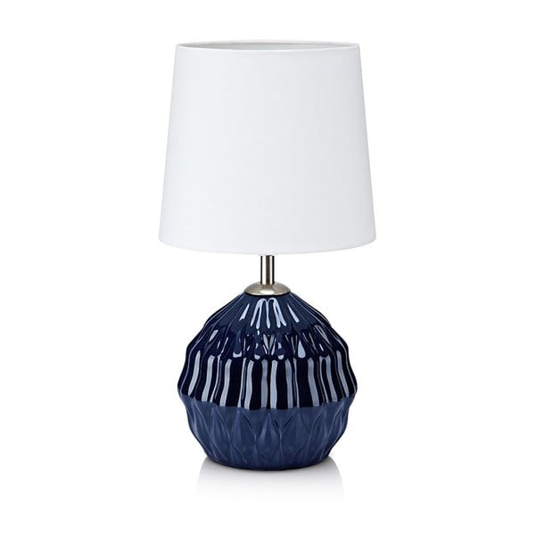 Niebiesko-biała lampa stołowa Markslöjd Lora
