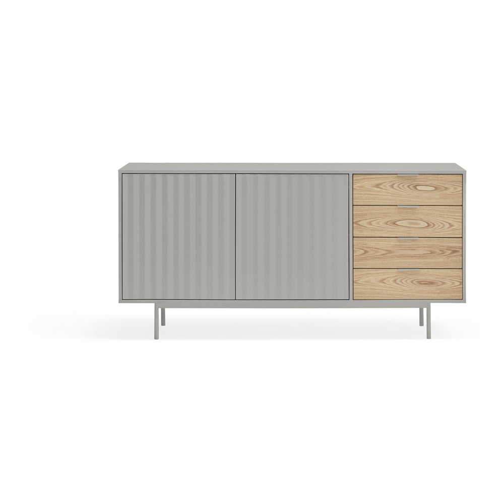 Szara niska komoda w dekorze dębu 159x80 cm Sierra – Teulat