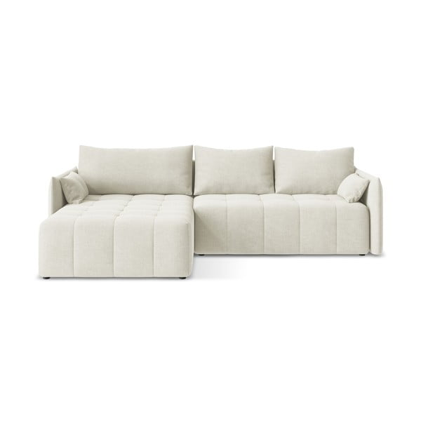 Beżowy rozkładany/ze schowkiem narożnik (lewostronny/z szezlongiem) Moku – Makamii