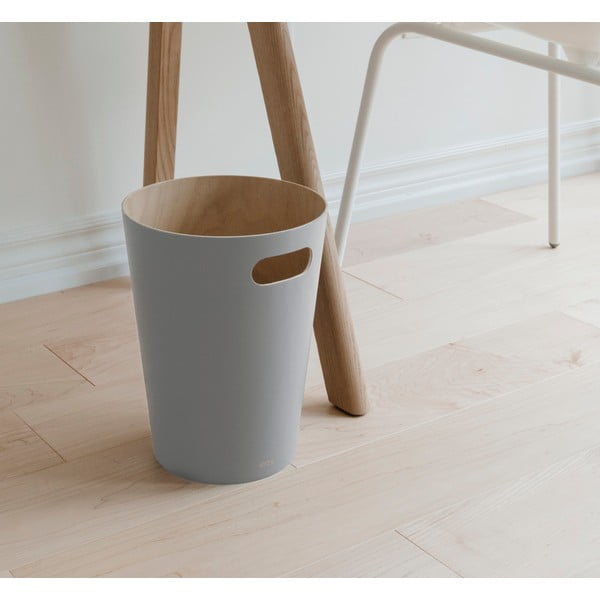Jasnoszary drewniany kosz na śmieci 7,5 l Woodrow – Umbra-image-1