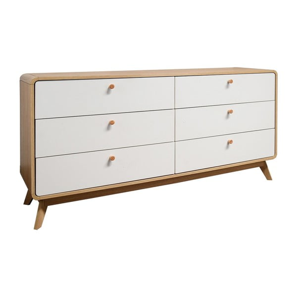 Biało-naturalna kolorze niska komoda w dekorze dębu 150x74 cm Caitlin – Støraa-image-4