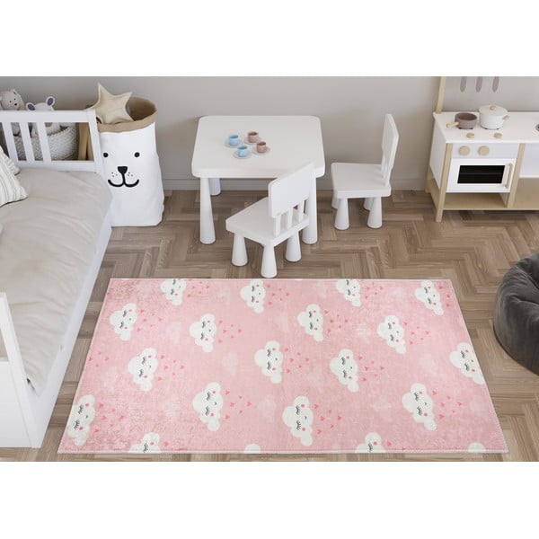 Jasnoróżowy dywan dziecięcy odpowiedni do prania 100x160 cm Pink Clouds – Vitaus-image-1