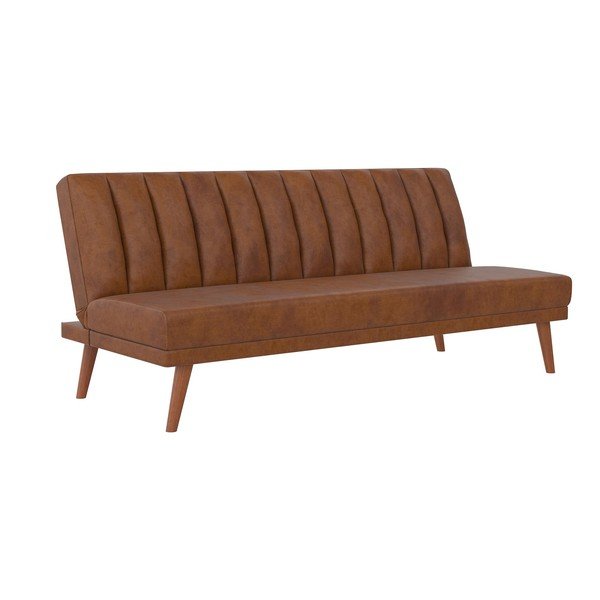 Pomarańczowa rozkładana sofa z imitacji skóry 173 cm Brittany – Novogratz-image-2