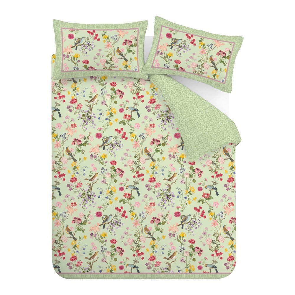 Zielona pościel dwuosobowa 3-częściowa 200x200 cm Birds In Bloom – RHS