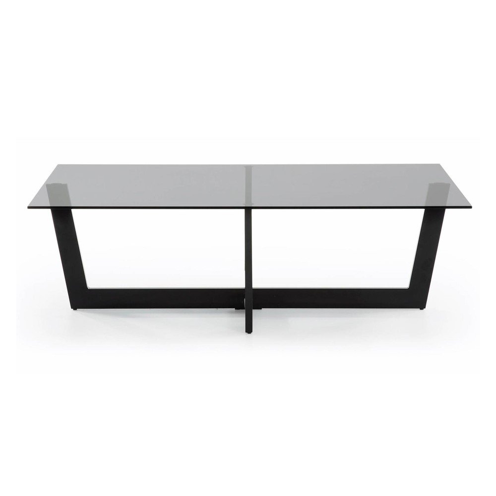 Czarny stolik ze szklanym blatem 70x120 cm Plam – Kave Home (zdjęcie 5)